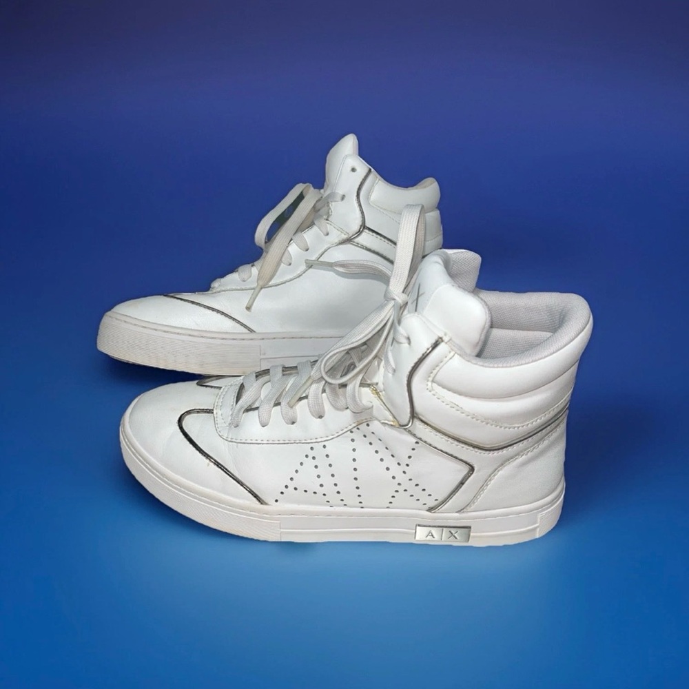 Rare Armani Exchange A/X White High Top Sneakers - Men's Size 9